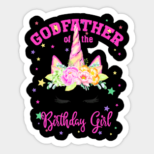 Godfather Of The Birthday Girl Unicorn Lashes Sticker